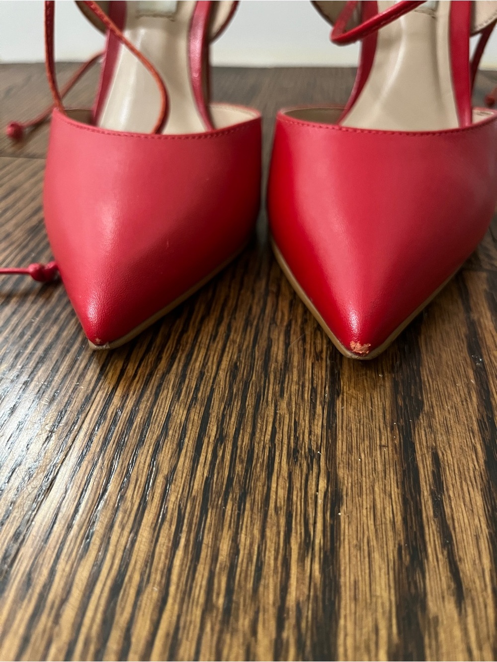 Steve Madden Red Lace-Up Pointed Toe Stiletto Heels Size [SIZE 5] - Picture 3 of 4